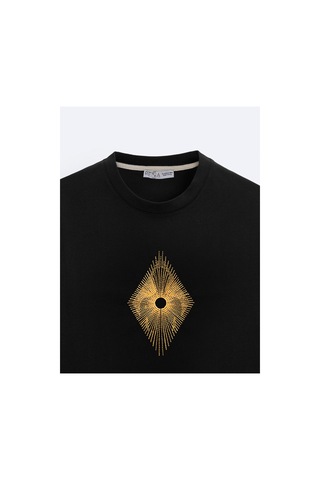 Oversize Siyah T-shirt - Kutsal Geometri SIYAH