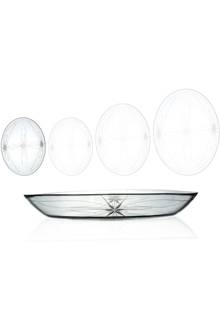Decocia 2 Adet 25cm Oval Cam Salata Sunum Tabağı Mira Desenli