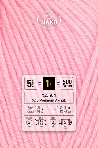 Elit Baby - 12382 Neon Pembe - 5'li Paket - 100gr/250m - Bebek İpi - Anti Pilling Tüylenmez İp