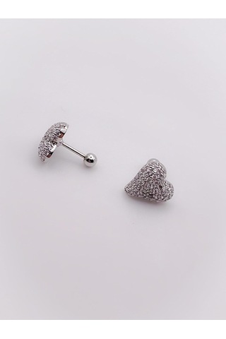 Lexroo Full Taş Kaplı Bombeli Kalp Figürlü Kıkırdak Helix Tragus Piercing 1adet Çok Renkli