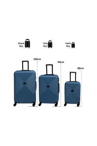 Anhelo Bowtie Abs Küçük Kabin , Orta Ve Büyük Boy 3'lü Valiz Seti 001