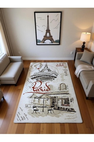Dinarsu Halı Klasik Serisi %100 Akrilik Paris Desenli 125 X 200 Bej Rengi Bej