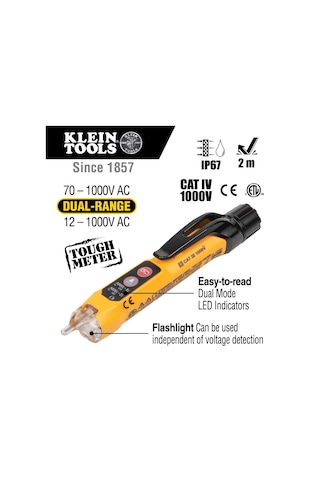 Klein Tools Çift Aralık Temassız Voltaj Test Cihazı, El Fenerli, 12-1000v Ac, Ncvt3p, Yeşil
