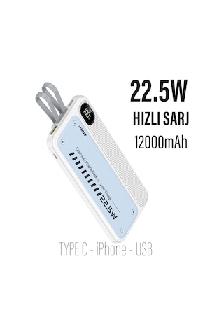 Sunix PB10 12.000 mAh Powerbank Beyaz