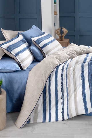 Sarev Mundo Mavi Çift Kişilik %100 Pamuk Mood Comfort Yıkamalı Nevresim Takımı Mavi