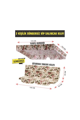 Viphomeconcept 2 Kişilik Salıncak Minder Kılıfı (Süngersiz) Tenteli Ingiliz Gülü Çok Renkli