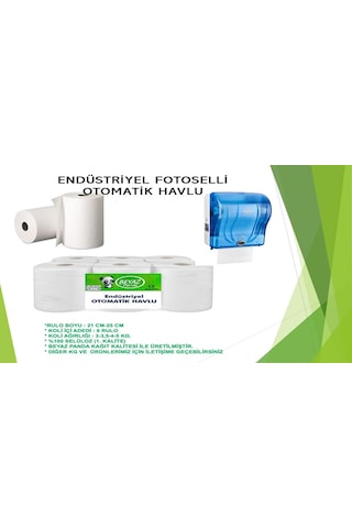 Beyaz Panda Endüstriyel Fotoselli Makina Havlusu 6'lı