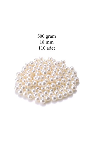 500 Gram 18mm Krem Renk Plastik İnci Boncuk Çanta Ve Takı Yapım B