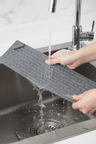 Gri Uzun Silikon Kötü Koku Önleyici Mat Gider Kapağı Tıpası Banyo, Mutfak Ve Balkon Lavabo Gider 37x11 Cm