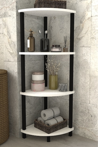 Decoline Banyo Rafı 4 Katlı Moblen Modern Organizer Depolama Ünitesi-beyaz Beyaz