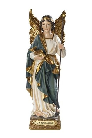 Archangel Saint Rafael Raphael Heykeli 8" Doktorların Koruyucu Azizi. El Boyaması. Milagros - Vg010 Diğer