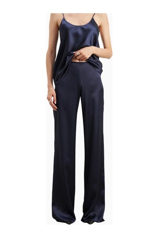 Because Of Alice Formal Satin Straight Leg Trousers Saten Düz Paça Kadın Pantolon Lacivert