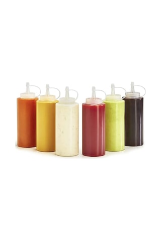 Biishe Şeffaf Kapaklı Sızdırmaz Yağlık Sosluk Şişesi Plastik Yağdanlık 400 Ml Ap-9028 Çok Renkli