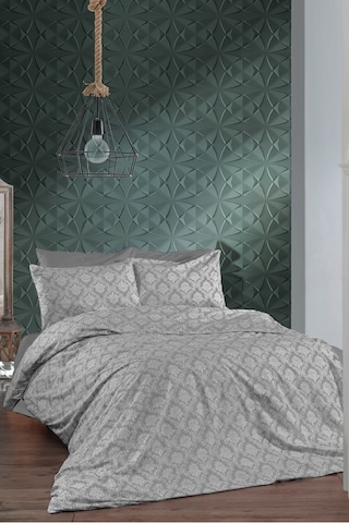 Maki Pamuklu Gri Oryantal 200x220 Cm Çift Kişilik Nevresim Seti Gri