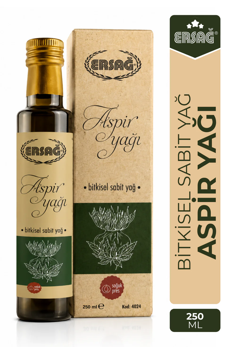 Ersağ Soğuk Pres Aspir Yağı 250 Ml