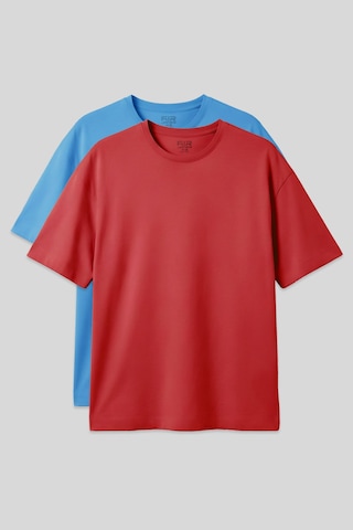 Basic Oversize O Yaka 2li Paket Fiesta-petrol Mavi Erkek T-shirt - 88377 Kırmızı - Mavi