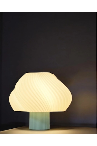 Aura Modern Tasarım Masa Lambası , Komidin Aydınlatma Şık Abajur - Su Yeşili Beyaz Çok Renkli