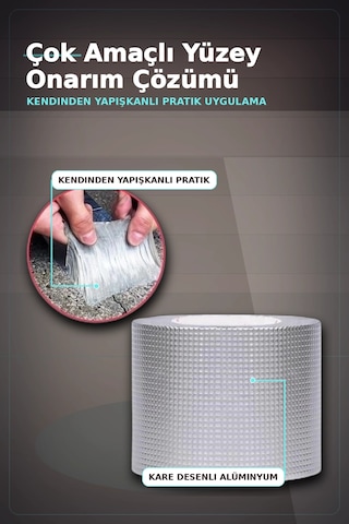 10 Cm Genişlik 5 Metre Alüminyum Folyo Kauçuk Sızdırmazlık Bandı - Çatı Boru Duvar Onarım Bx-313438 6997