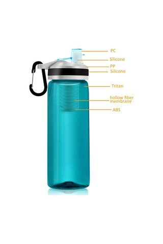 K8636 770 ML Açık Kamp Yürüyüş Bpa İçermeyen Su Filtreli Şişe Su Arıtma Şişesi Fda Sertifikalı - Yeşil