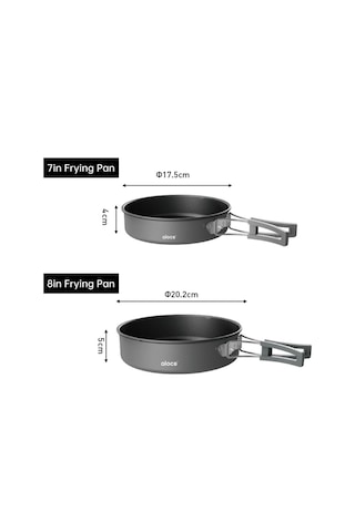 Mufunye Kamp Takımı Tava, 8in, Katlanabilir Kılıflı - Alüminyum Alaşımlı Çok Renkli