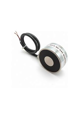 Ø70x33 Mm 24v Elektromıknatıs M8 Bağlantılı, Yandan Kablo Çıkışlı, %100 Çalışma, Güçlü Endüstriyel Tutma Tipi