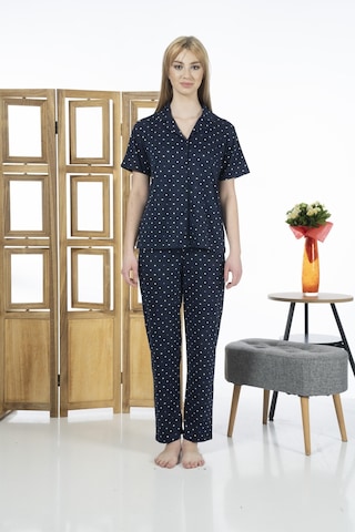 Estiva 24151 Kadın Kısa Kol Boydan Düğmeli Gömlek Pijama Takımı 001