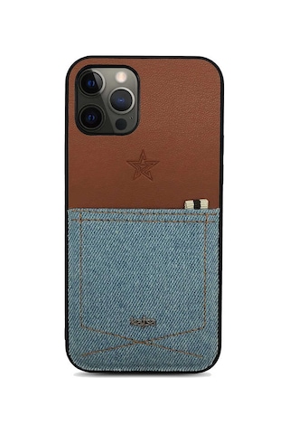 Kajsa Apple Uyumlu iPhone 12 Pro Max Kılıf Cep Tasarımlı Kajsa Denim Kapak ZORE-218934