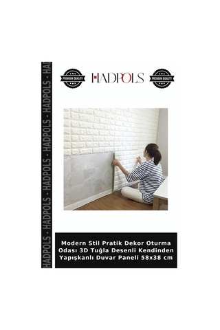 Modern Stil Pratik Dekor Oturma Odası 3d Tuğla Desenli Kendinden Yapışkanlı Duvar Paneli 58x38 Cm