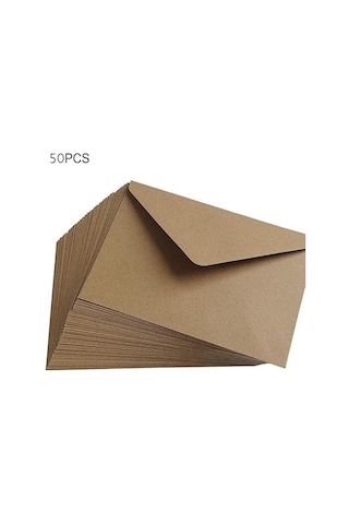 Kraft Zarf C6 Boyutu, Kahverengi Kraft Kağıt Zarflar, Üçgen Kapaklı, 11.4 X 16.2 Cm, 50 Adet