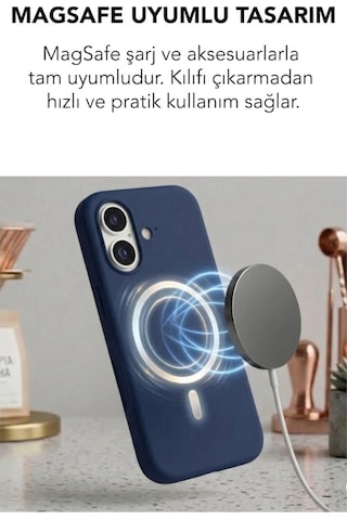 Apple İphone 17 Uyumlu Magsafe Lansman Silikon Kılıf Lacivert