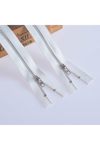 100 Adet No.3 Metal Bakır Fermuarlı Pantolon Placket Fermuar, Özellikler: 11cm Platin + Beyaz