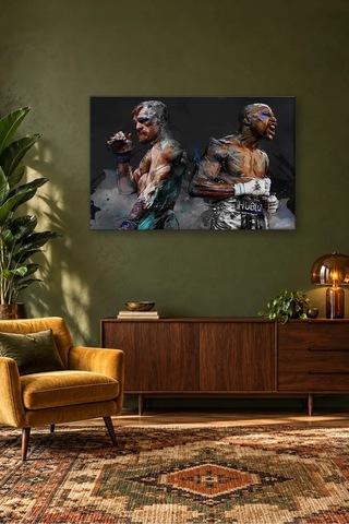 Fida Mayweather Ve Mcgregor Boks Karşılaşması Canvas Tablo Çok Renkli