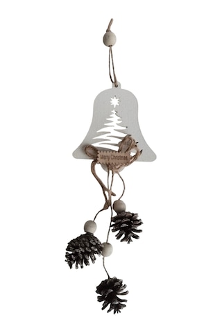 Yılbaşı Kapı Süsü Mini Ahşap Kozalaklı 30cm 3lü