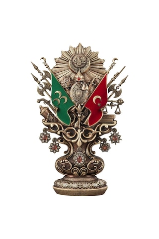 Thentech Osmanlı Tuğrası Biblo Osmanlı Türk Tuğrası Hediyelik Masaüstü Biblo 30x19cm Hediyelik Biblo