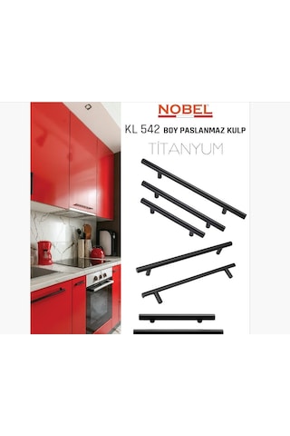 Paslanmaz Boy Kulp Nobel Titanyum 128 Mm Modern Dolap & Çekmece Kulpu 5 Li Paket Titanyum