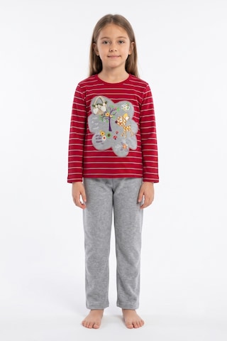 İki Yıldız Kız Çocuk Pijama Takım Bgl-92108 Kırmızı