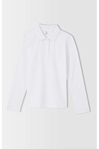 Defacto J0010a6-fw Kız Çocuk Uzun Kollu Polo Yaka T-shirt J0010A6-R1098 Beyaz