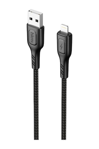 Knit 2A Çıkış Usb-A To Lightning Şarj Ve Data Aktarım Kablosu Örgü Tasarım 1 Metre Siyah