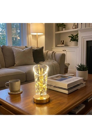 Gece Lambası Açık Silindirik Kristal Altın Toz Formlu Led Masa Lambası Tabanlı Dokunmatik 3 Renk Işık Modlu Şarj Edilebilir Modern Dekor Amaçlı Gold . 80408929