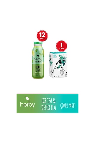 Herby Ice Tea Cool Lime 12'li Şeker İlavesiz Soğuk Çay + Tea 20'li