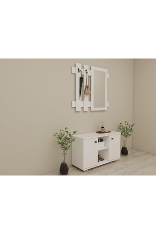 Sarissa Ayakkanbı Dolabı/askılık/antre Dolap-beyaz Beyaz