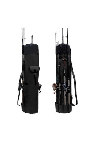 Xindoker Siyah Dış Mekan Balıkçılık Çantası, 600d Oxford Kumaş, Su Geçirmez, 5 Adet Kamış Ve Makine Taşıma Kabiliyeti, Çok Fonksiyonlu Envanter Saklama Çantası