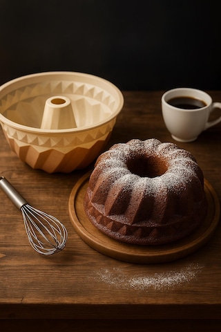 Silikon Kek Kalıbı Büyük Krem Renk Yuvarlak 24 Cm Çok Renkli