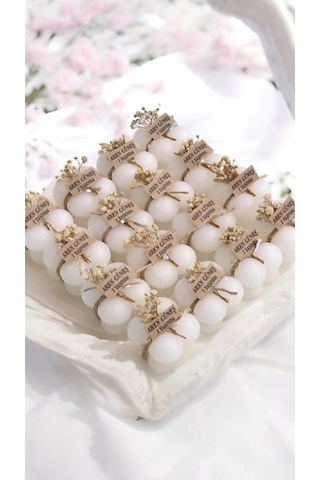 Hediyelik 10 Adet Süslemeli Bubble Mum, Nikah Şekeri, Doğum, Sünnet, Düğün, Nişan, Söz