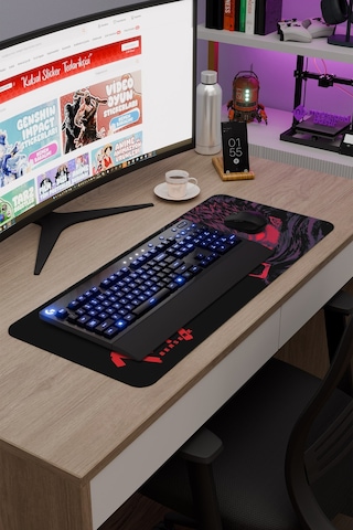 Berserk Kaymaz Dikişli Kauçuk Oyuncu Mousepad V5 - 70x30 Xl Gaming Mouse Pad Fare Altlığı
