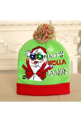 Novahub Yetişkin Yeni Şapka Renkli Örgü Noel Modelleri Mavi Kar Işıklı Çiçeği 25 Dh 25