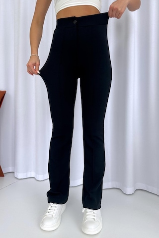 Mine Tan Butik Palazzo Full Likralı Yüksek Bel Kadın Pantolon - Siyah