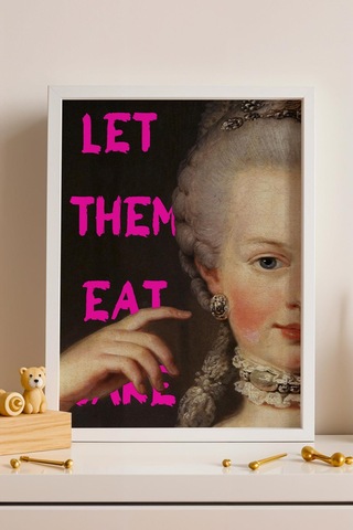 Let Them Eat Cake Marie Antoinette Çerçeveli Tablo İronik Klasik Sanat Portresi Altered Art