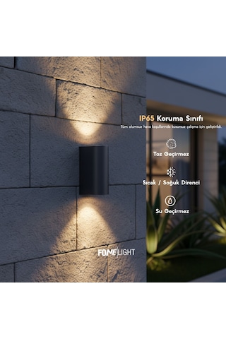 FoneLight Lunara 17 cm LED Duvar Apliği Antrasit Alüminyum IP65 Dış Mekan Bahçe Cephe Aydınlatması GALA340 - SEO uyumlu