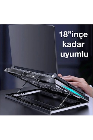Coofbe Yükseklik Ayarlı Led Işıklı Turbo 6 Fanlı Notebook Laptop Soğutucu Notebook Laptop Standı